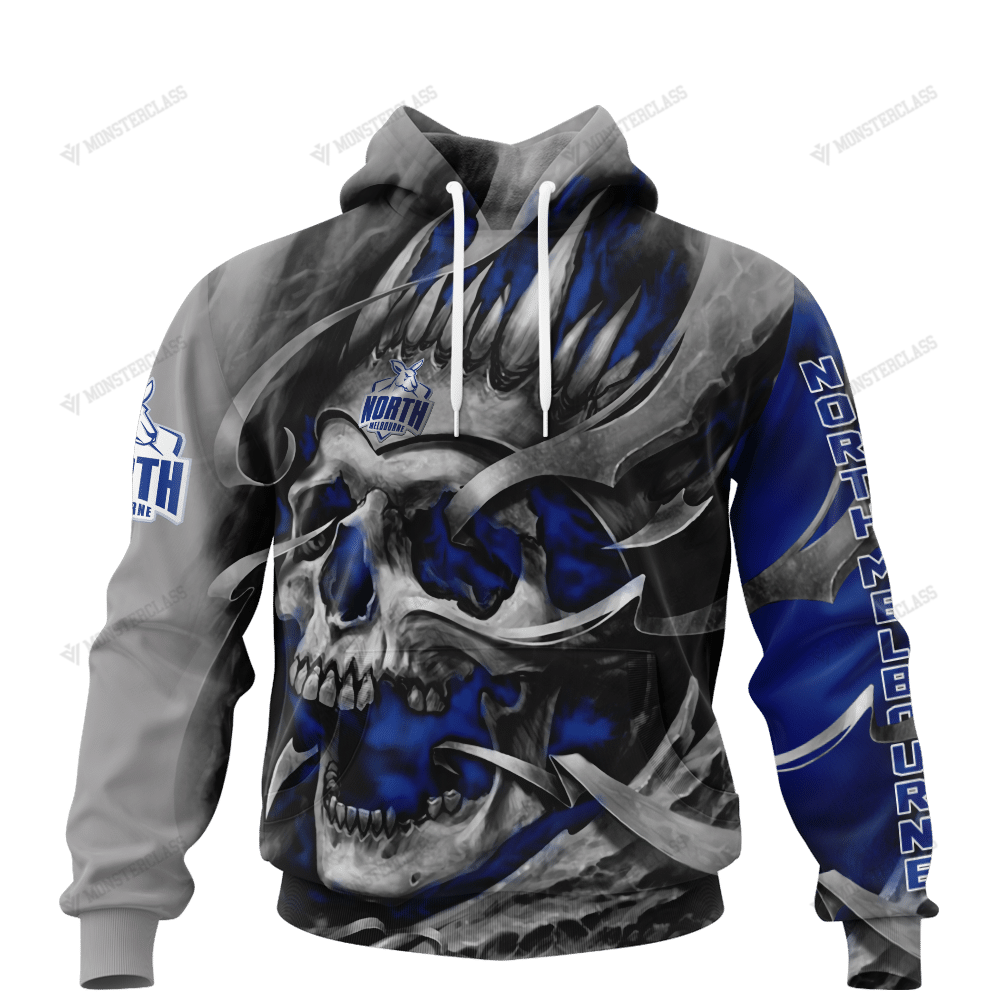 Personalized North Melbourne Kangaroos Custom Skull Jersey Hoodie Personalized North Melbourne Kangaroos Custom Skull Jersey Hoodie