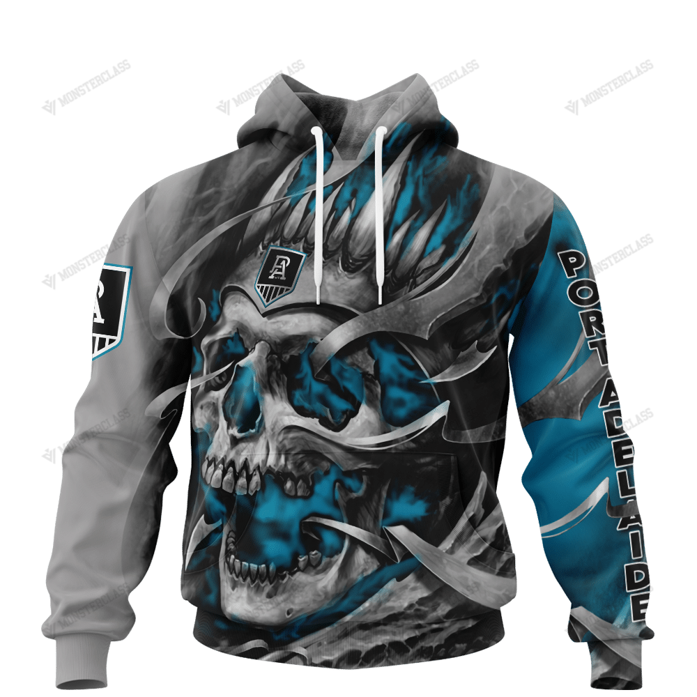 Personalized Port Adelaide Custom Skull Jersey Hoodie Personalized Port Adelaide Custom Skull Jersey Hoodie