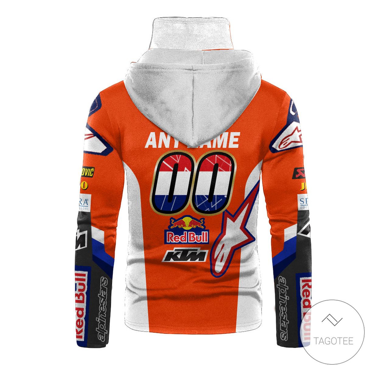 Personalized Red Bull Ktm Branded White Mask Hoodie- Tagotee Personalized Red Bull Ktm Branded White Mask Hoodie- Tagotee