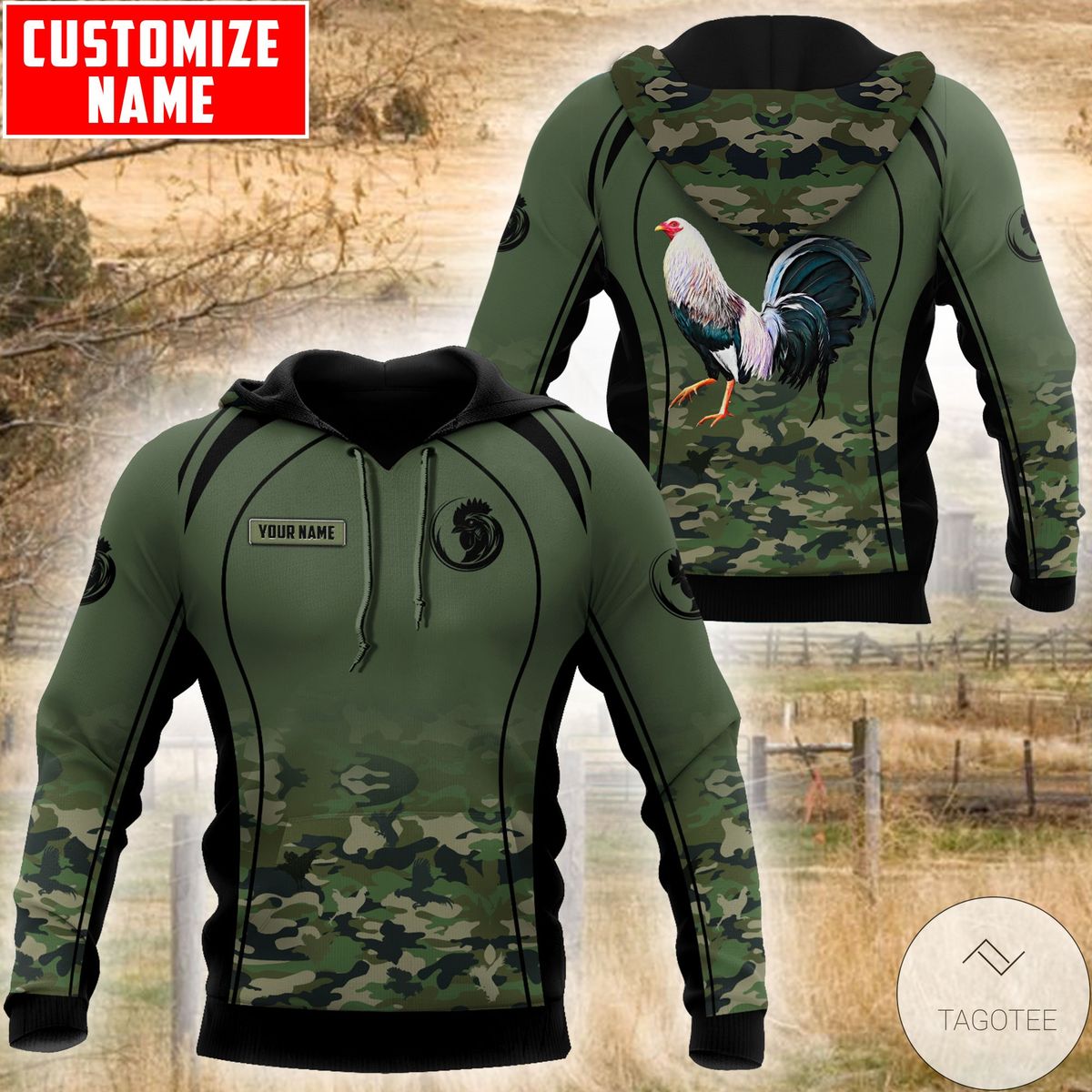 Personalized Rooster Camouflage 3D Hoodie Personalized Rooster Camouflage 3D Hoodie