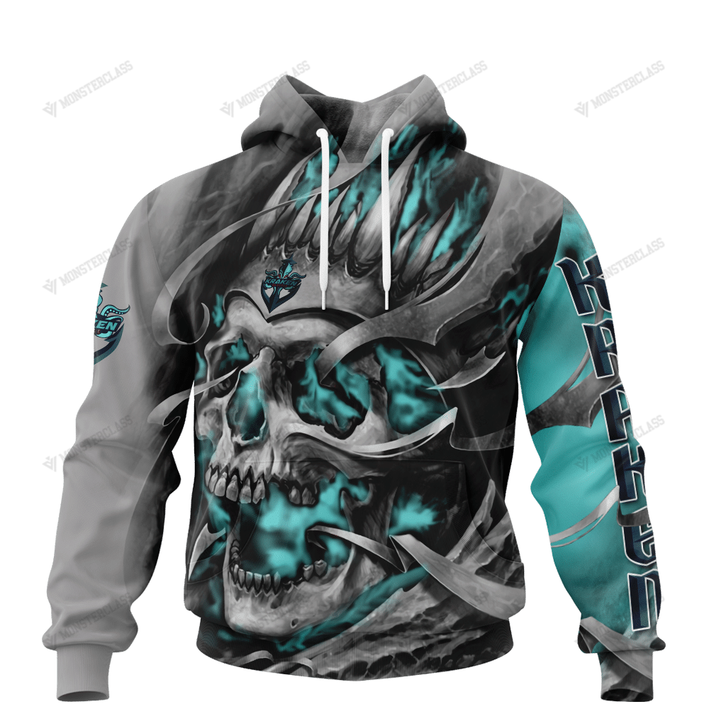 Personalized Seattle Kraken Custom Skull Jersey Hoodie Personalized Seattle Kraken Custom Skull Jersey Hoodie