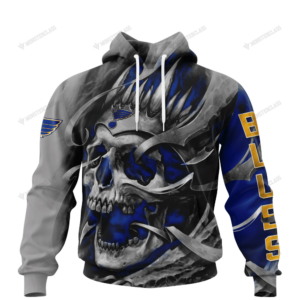 Personalized St. Louis Blues Custom Skull Jersey Hoodie