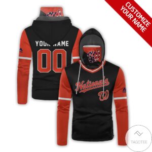 Personalized Washington Nationals Black Gaiter Mask Hoodie