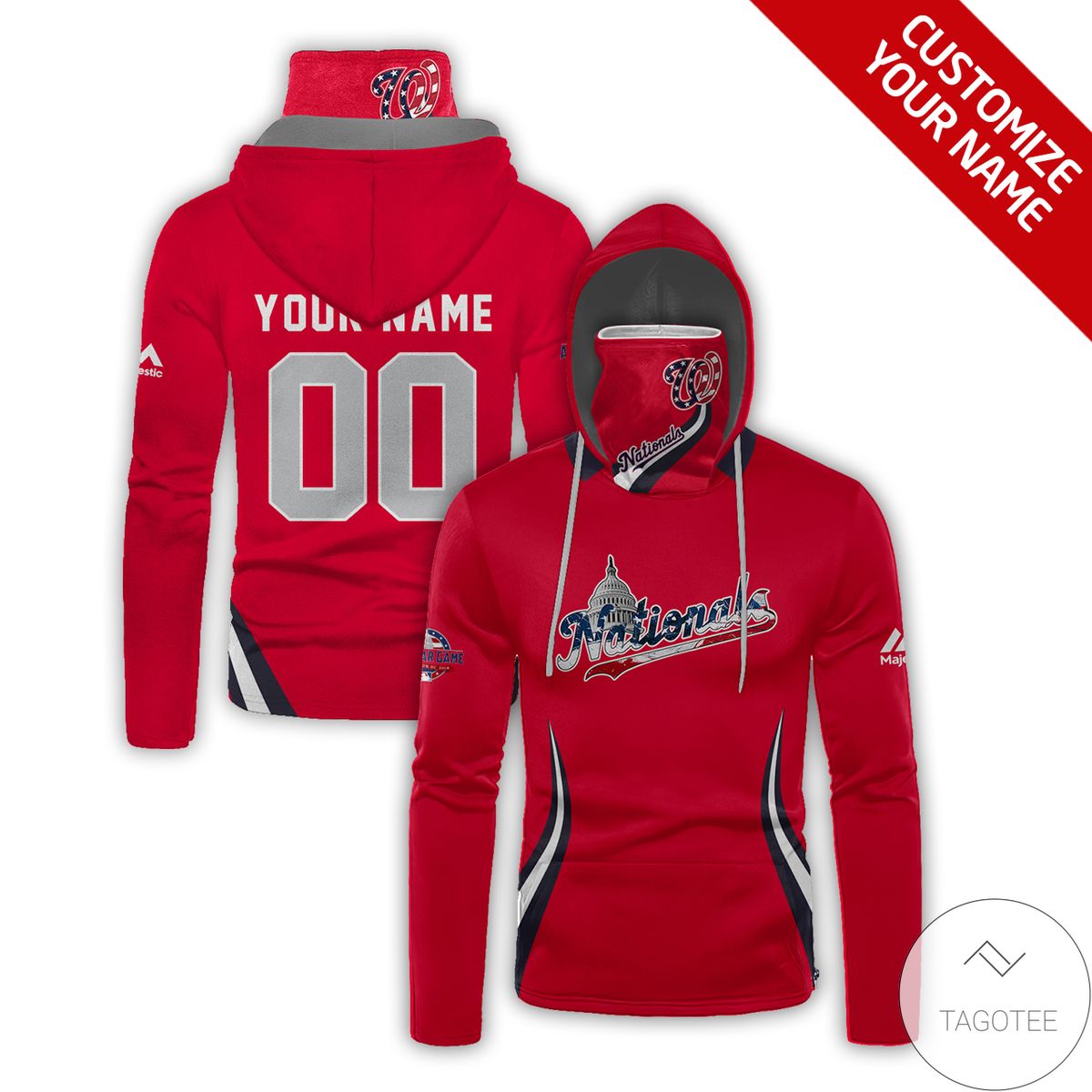 Personalized Washington Nationals Red Gaiter Mask Hoodie Personalized Washington Nationals Red Gaiter Mask Hoodie