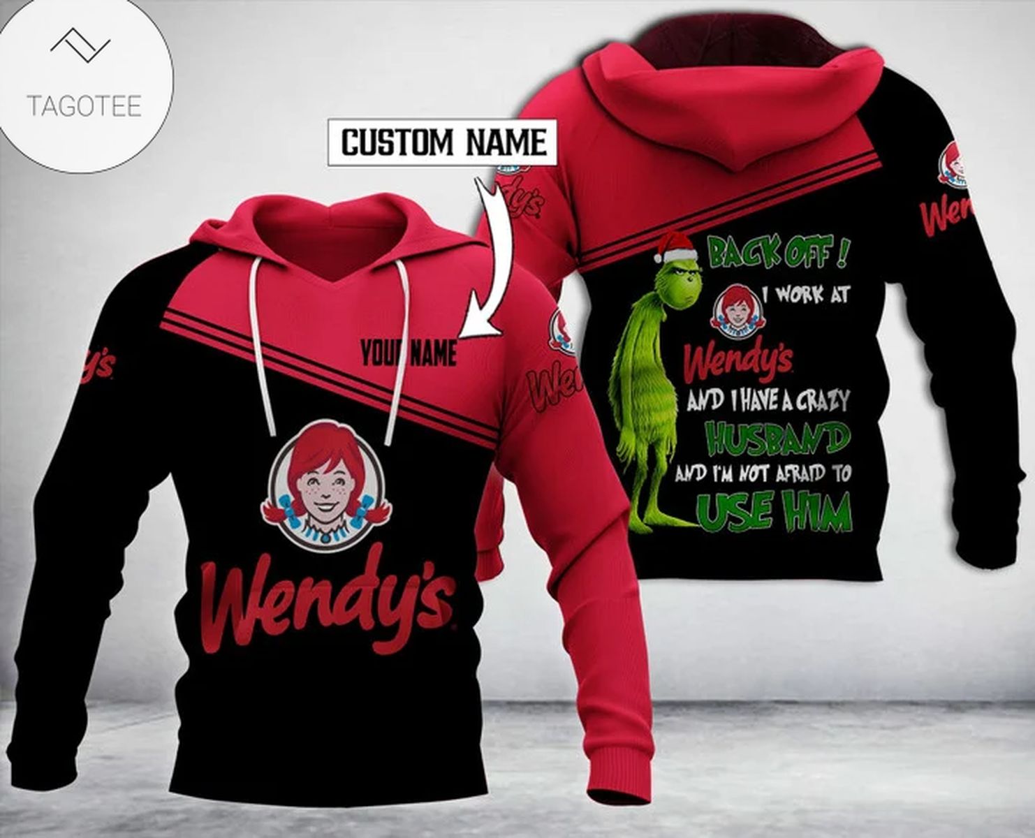 Personalized Wendy’S The Grinch Hoodie- Tagotee Personalized Wendy’S The Grinch Hoodie- Tagotee
