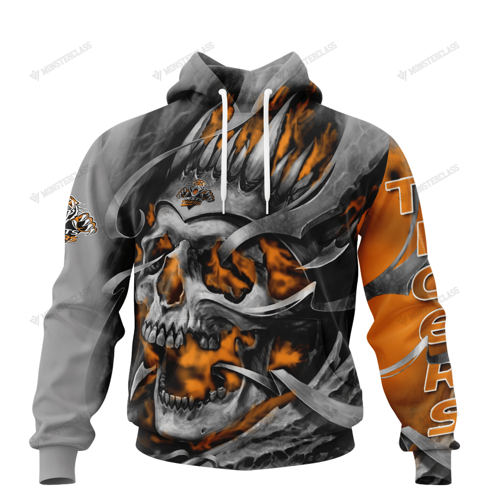 Personalized Wests Tigers Custom Skull Jersey Hoodie Personalized Wests Tigers Custom Skull Jersey Hoodie