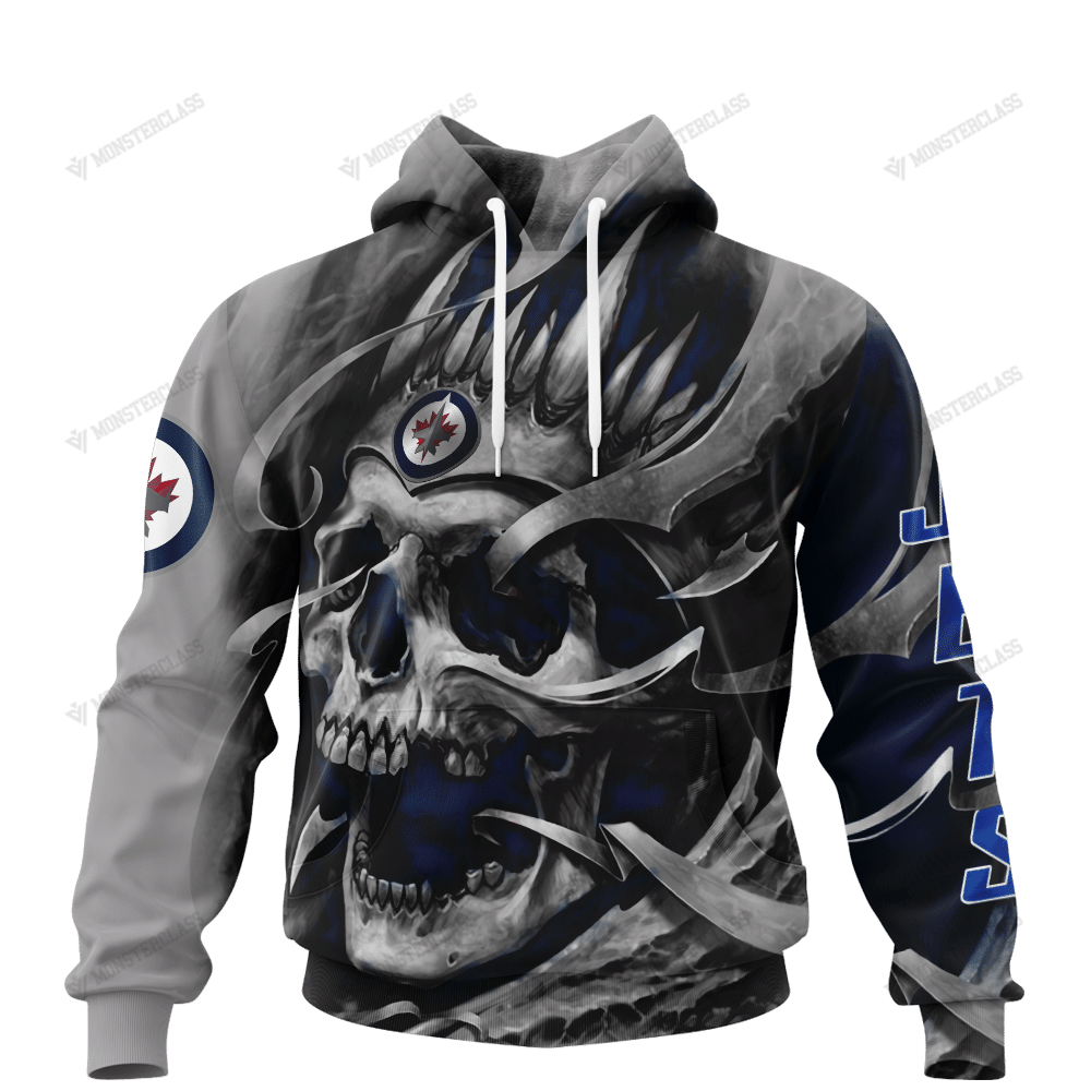 Personalized Winnipeg Jets Custom Skull Jersey Hoodie Personalized Winnipeg Jets Custom Skull Jersey Hoodie