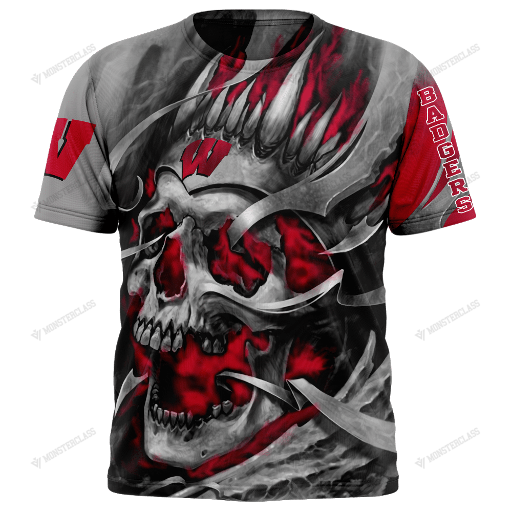 Personalized Wisconsin Badgers Skull Custom 3D Shirt Personalized Wisconsin Badgers Skull Custom 3D Shirt