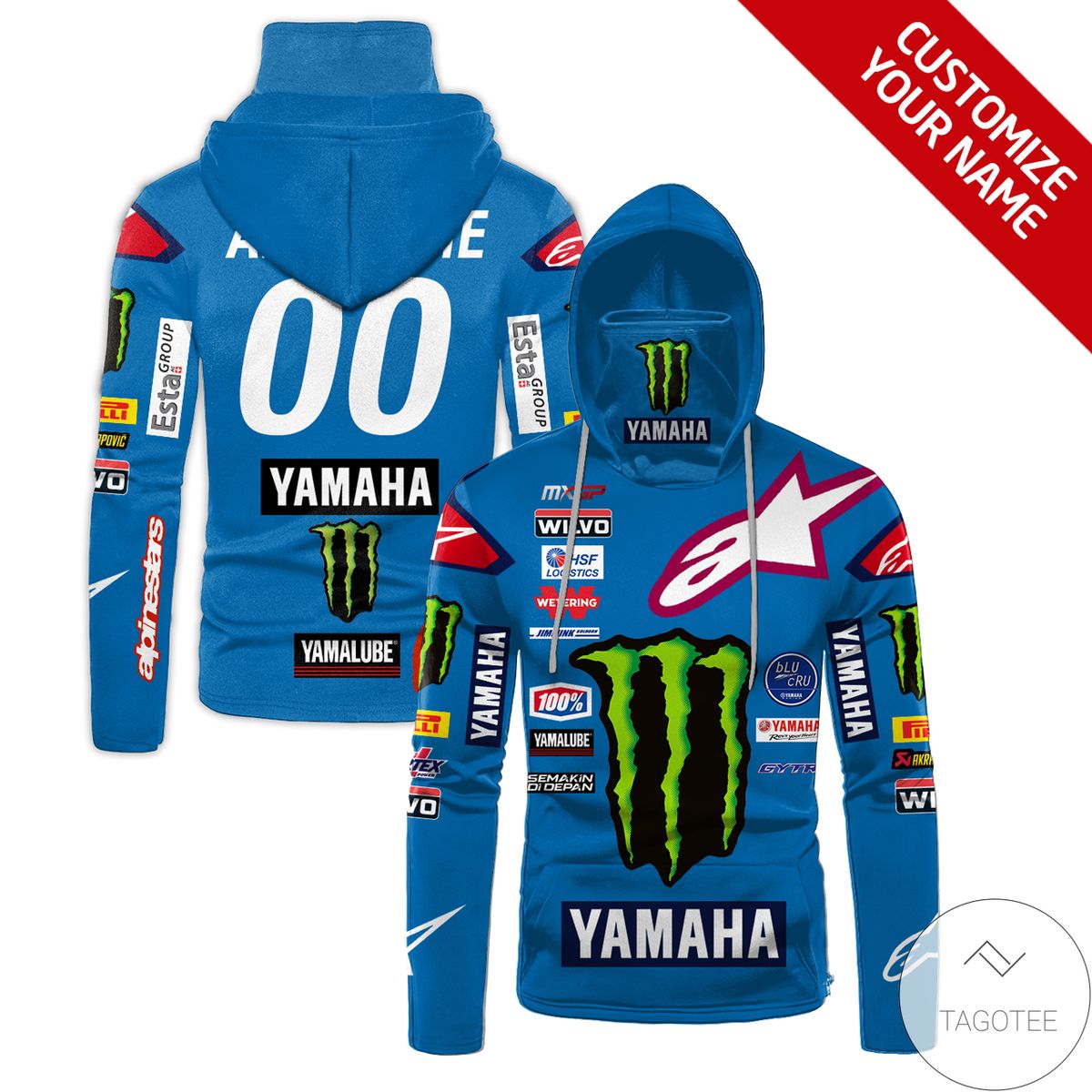 Personalized Yamaha Mountain Dew Branded Blue Mask Hoodie Personalized Yamaha Mountain Dew Branded Blue Mask Hoodie