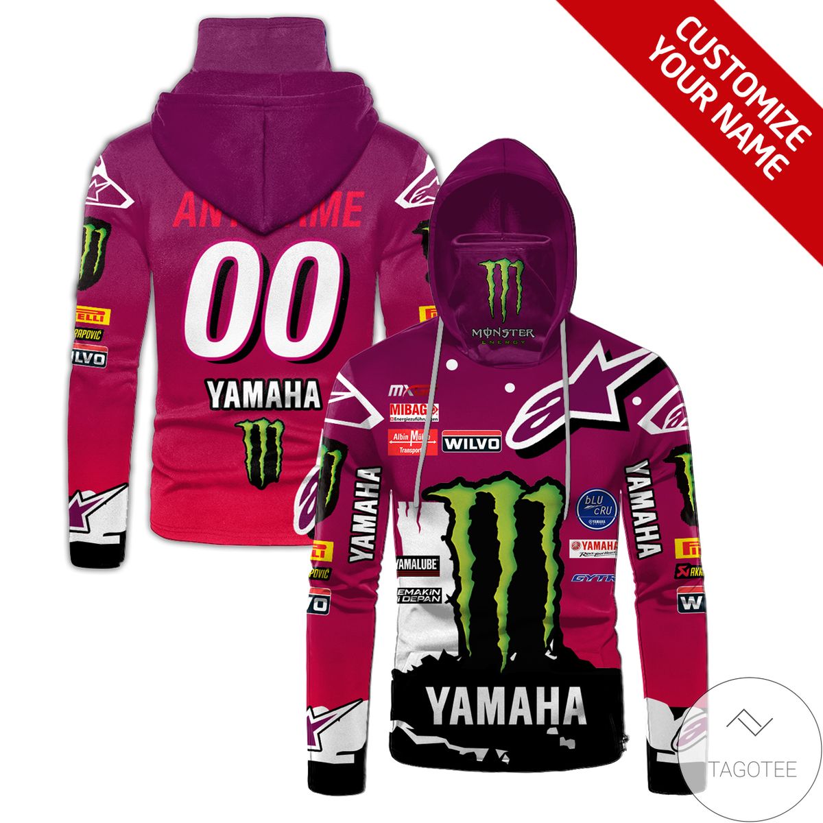 Personalized Yamaha Mountain Dew Branded Purple Mask Hoodie Personalized Yamaha Mountain Dew Branded Purple Mask Hoodie