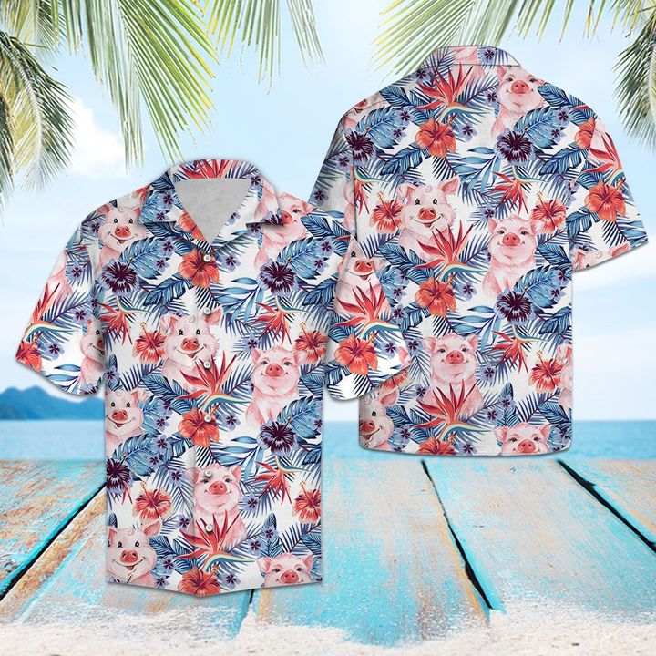 Pig Hawaiian Shirt Summer Button Up Pig Hawaiian Shirt Summer Button Up