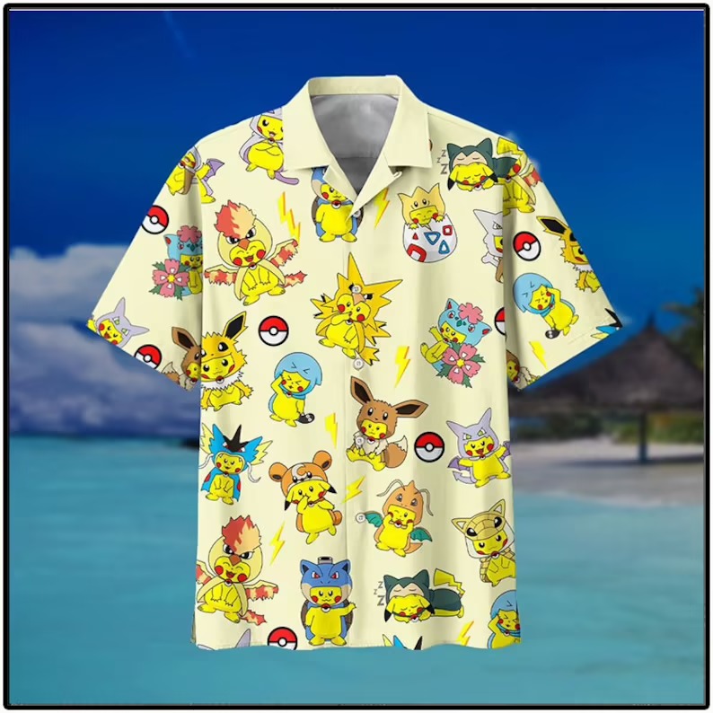 Pikachu Pokemon Fashion Cute Hawaiian Shirt Pikachu Pokemon Fashion Cute Hawaiian Shirt