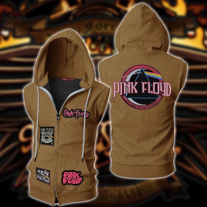 Pink Floyd Band Sleeveless Vest Zip Hoodie Pink Floyd Band Sleeveless Vest Zip Hoodie