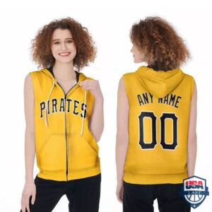Pittsburgh Pirates Custom Name And Number Sleeveless Zip Hoodie