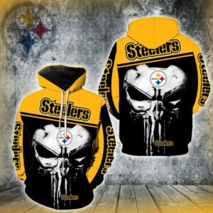 Pittsburgh Steelers Nfl Punisher Skull 3D Hoodie