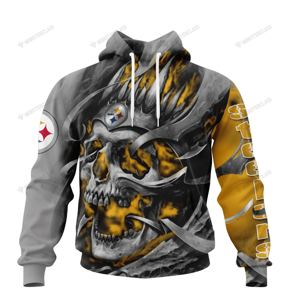 Pittsburgh Steelers Skull Personalized Custom 3D Hoodie Pittsburgh Steelers Skull Personalized Custom 3D Hoodie