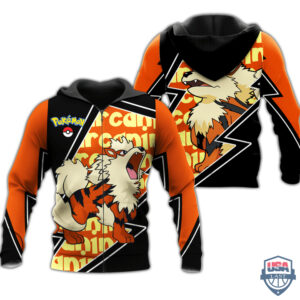 Pokemon Arcanine Costume 3D Zip Hoodie T-Shirt
