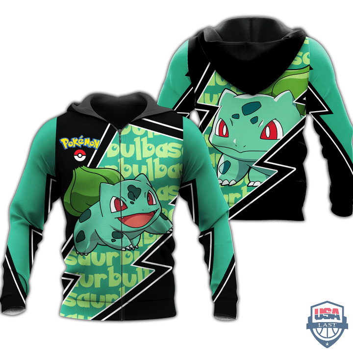 Pokemon Bulbasaur Costume 3D Zip Hoodie T-Shirt Pokemon Bulbasaur Costume 3D Zip Hoodie T-Shirt