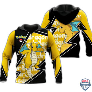 Pokemon Dragonite Costume 3D Zip Hoodie T-Shirt