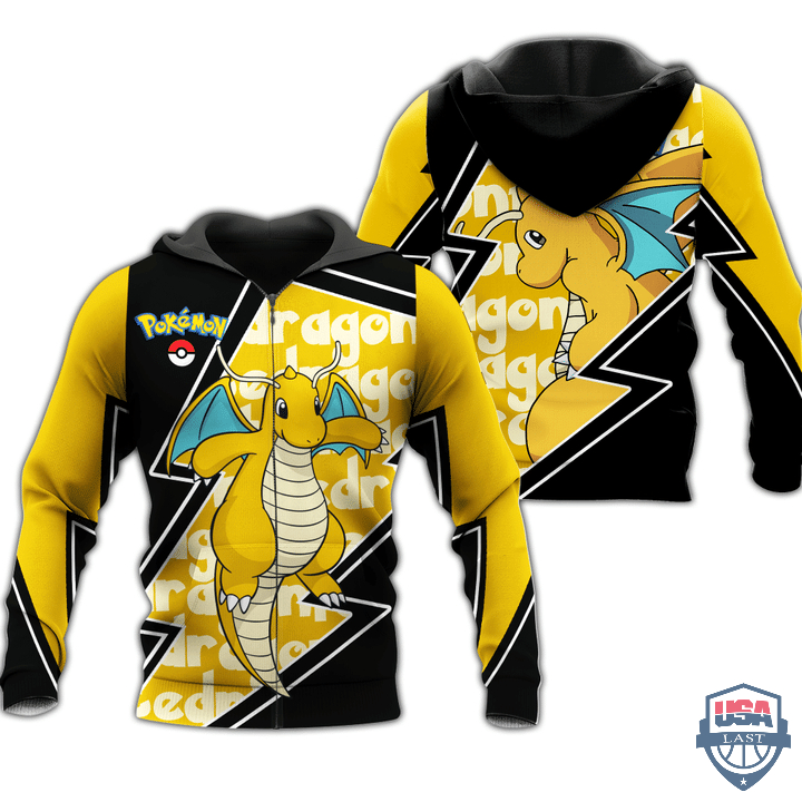 Pokemon Dragonite Costume 3D Zip Hoodie T-Shirt Pokemon Dragonite Costume 3D Zip Hoodie T-Shirt
