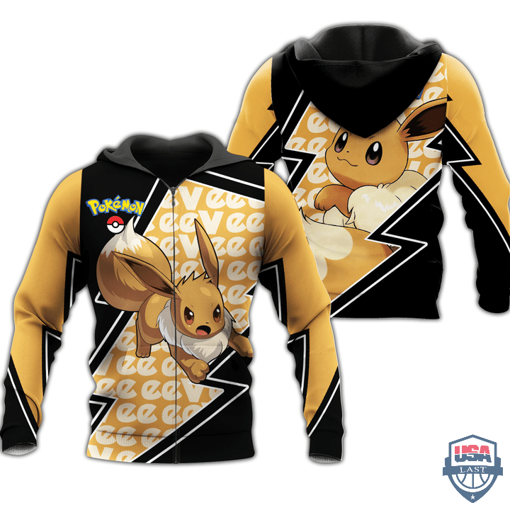 Pokemon Eevee Costume 3D Zip Hoodie T-Shirt Pokemon Eevee Costume 3D Zip Hoodie T-Shirt
