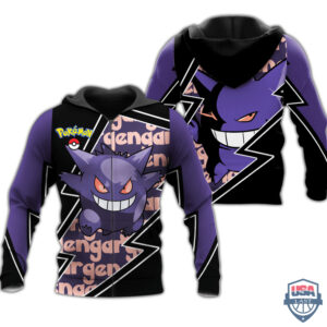 Pokemon Gengar Costume 3D Zip Hoodie T-Shirt