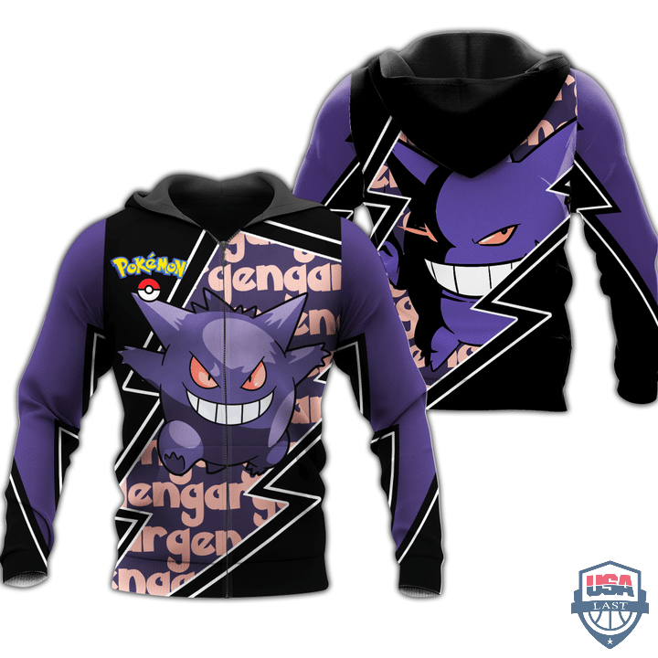 Pokemon Gengar Costume 3D Zip Hoodie T-Shirt Pokemon Gengar Costume 3D Zip Hoodie T-Shirt