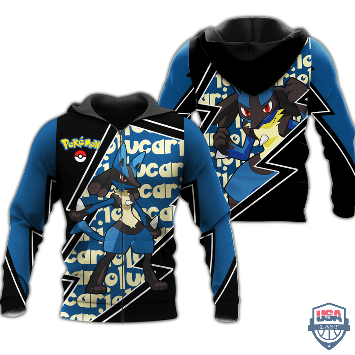 Pokemon Lucario Costume 3D Zip Hoodie T-Shirt Pokemon Lucario Costume 3D Zip Hoodie T-Shirt