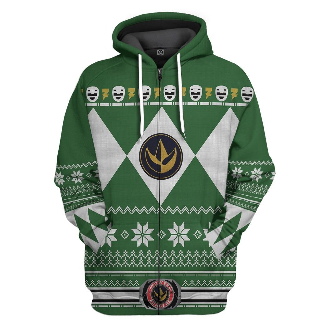 Power Ranger Green 3D Zip Hoodie Power Ranger Green 3D Zip Hoodie