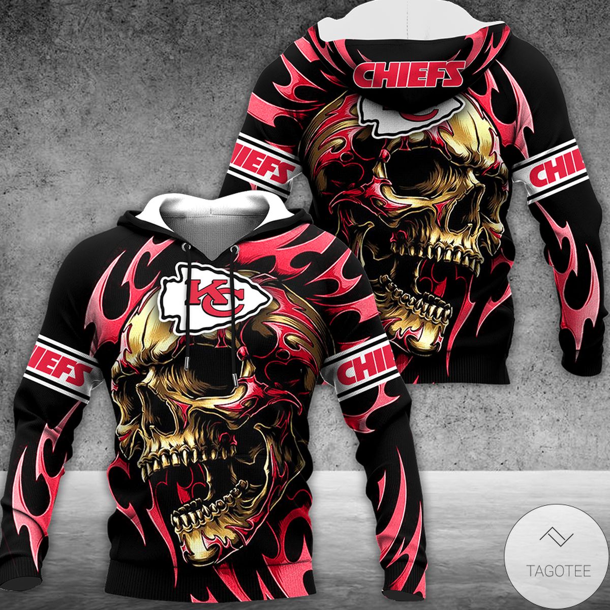 Punisher Kc Chiefs Skull 3D Hoodie Punisher Kc Chiefs Skull 3D Hoodie