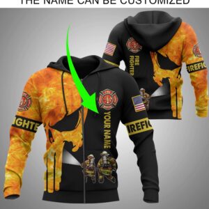 Punisher Skull Firefighter Custom Name 3D Hoodie