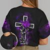Purple Rose Jesus Cross Faith 3D All Over Print Shirt