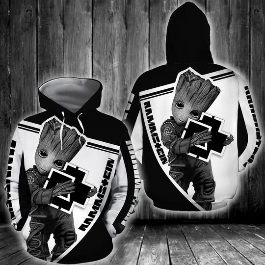Rammstein Baby Groot 3D All Over Print Hoodie Rammstein Baby Groot 3D All Over Print Hoodie