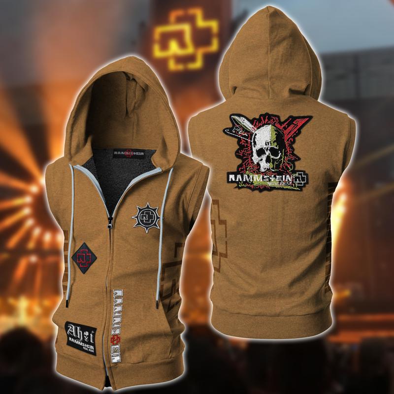 Rammstein Band Sleeveless Vest Zip Hoodie Rammstein Band Sleeveless Vest Zip Hoodie