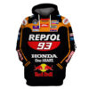 Red Bull Repsol 93 Honda One Heart 3D Hoodie