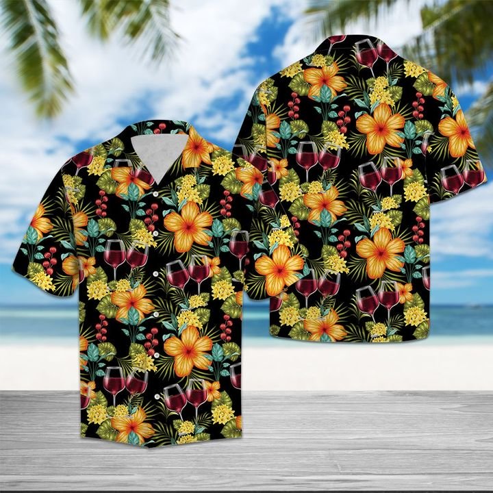 Red Wine Colorful Hawaiian Shirt Summer Button Up Red Wine Colorful Hawaiian Shirt Summer Button Up