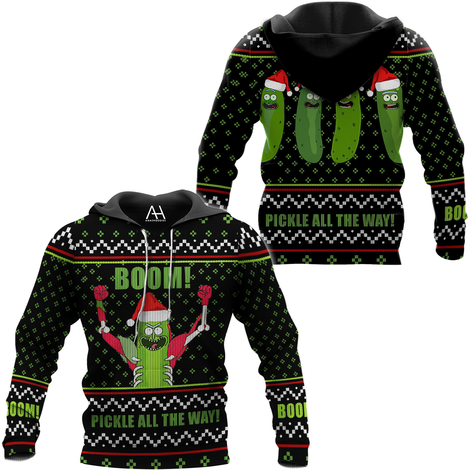 Rick And Morty Pickle All The Way Christmas 3D Shirt Rick And Morty Pickle All The Way Christmas 3D Shirt