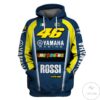 Rossi 45 Yamaha Racing Branded Unisex 3D Hoodie