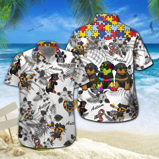 Rottweiler Autism Hawaiian Shirt Summer Button Up Rottweiler Autism Hawaiian Shirt Summer Button Up