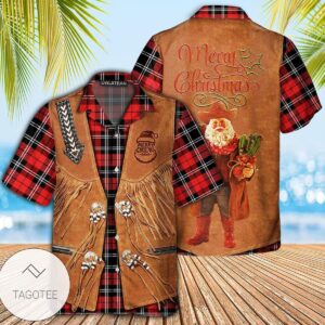 Santa Cowboy Christmas Vintage Style Hawaiian Shirt