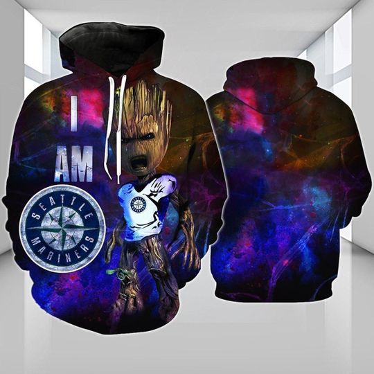 Seattle Mariners Baby Groot Over Print Full 3D Hoodies Seattle Mariners Baby Groot Over Print Full 3D Hoodies