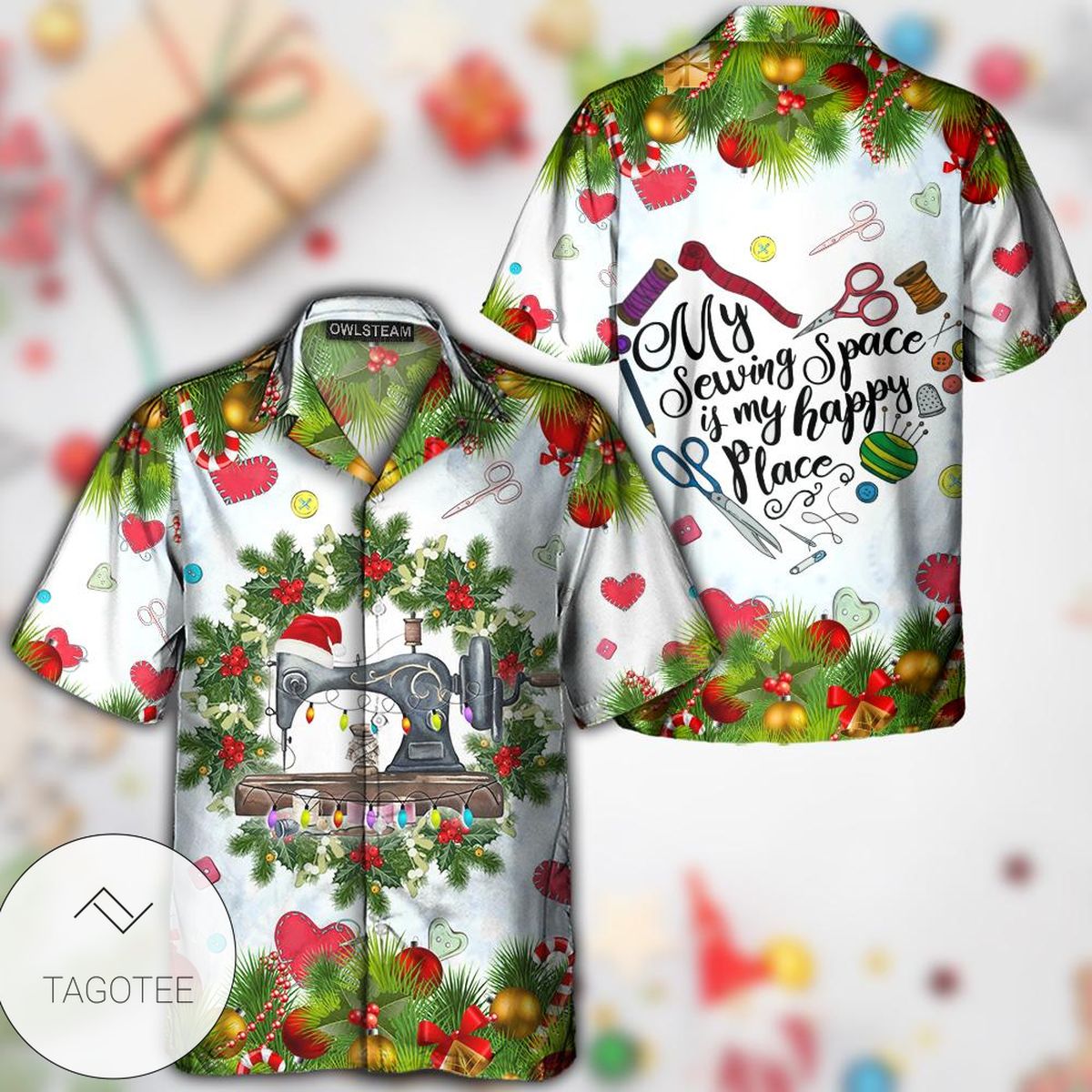 Sewing Machine Merry Christmas Hawaiian Shirt- Tagotee Sewing Machine Merry Christmas Hawaiian Shirt- Tagotee