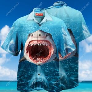 Shark Face All Over Printed Hawaiian Shirt