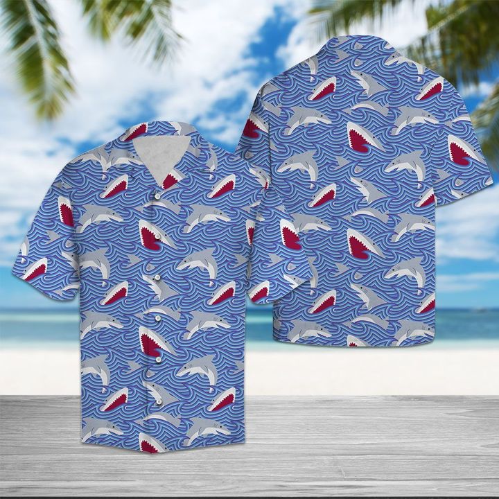 Shark Group Hawaiian Shirt Summer Button Up Shark Group Hawaiian Shirt Summer Button Up