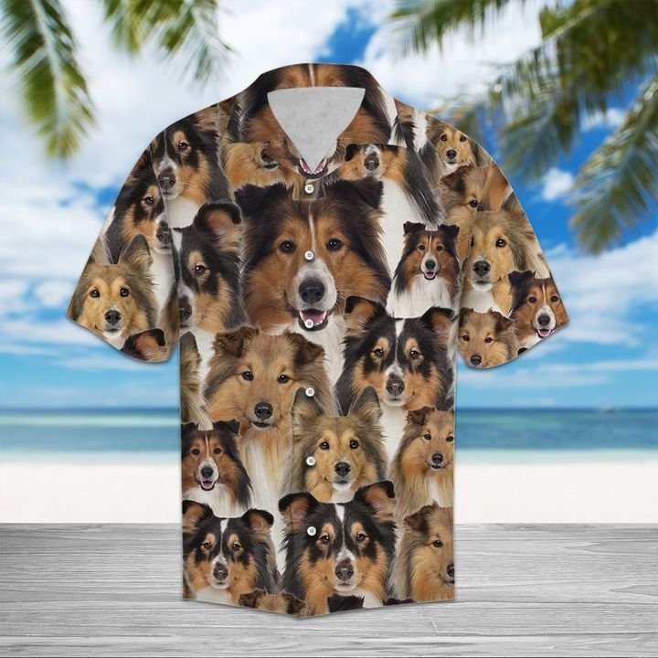 Shetland Sheepdog Hawaiian Shirt Summer Button Up Shetland Sheepdog Hawaiian Shirt Summer Button Up