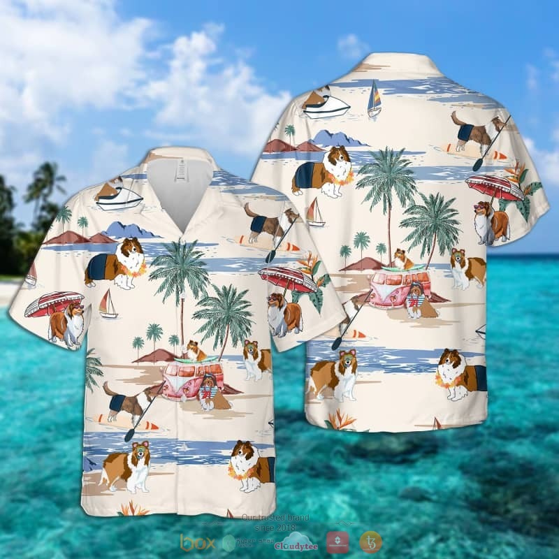 Shetland Sheepdog Summer Beach Hawaiian Shirt Shetland Sheepdog Summer Beach Hawaiian Shirt