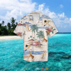 Shiba Inu Summer Beach Hawaiian Shirt