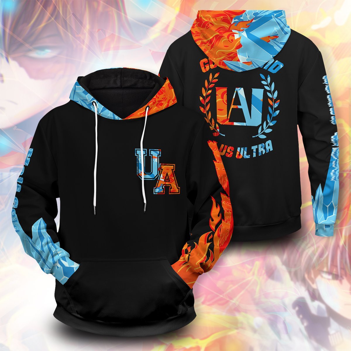 Shoto Fire Ice 3D Pullover Hoodie Shoto Fire Ice 3D Pullover Hoodie