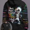 Skeleton Rock Paper Throat Punch I Win 3D Hoodie