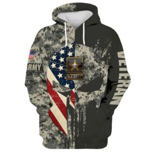 Skull American Flag Us Army Veteran 3D Shirt